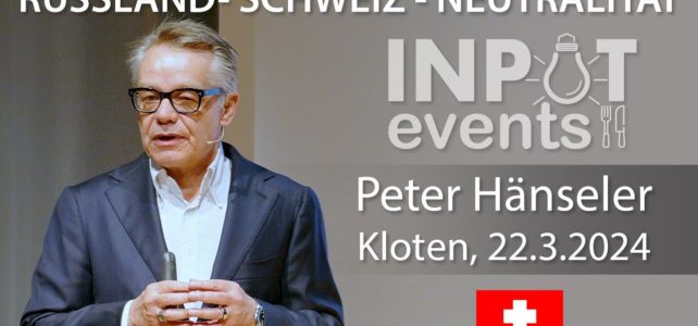 Peter Hänseler spricht beim InputEvent vom 22. März 2024